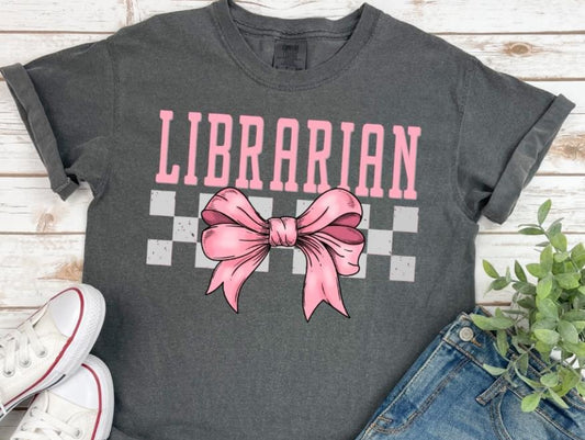 Librarian (Checkered Bow - coquette)  - DTF