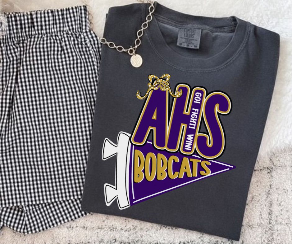 Bobcats - AHS/Purple/Vegas Gold (Spirit Pennant Mascots) - DTF