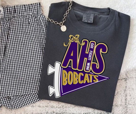Bobcats - AHS/Purple/Vegas Gold (Spirit Pennant Mascots) - DTF