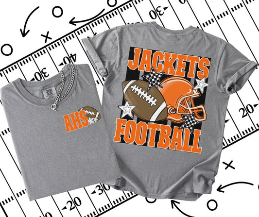 Jackets - AHS - Orange/Black (Football Stripes Mascot 2-in-1 front/back design) - DTF