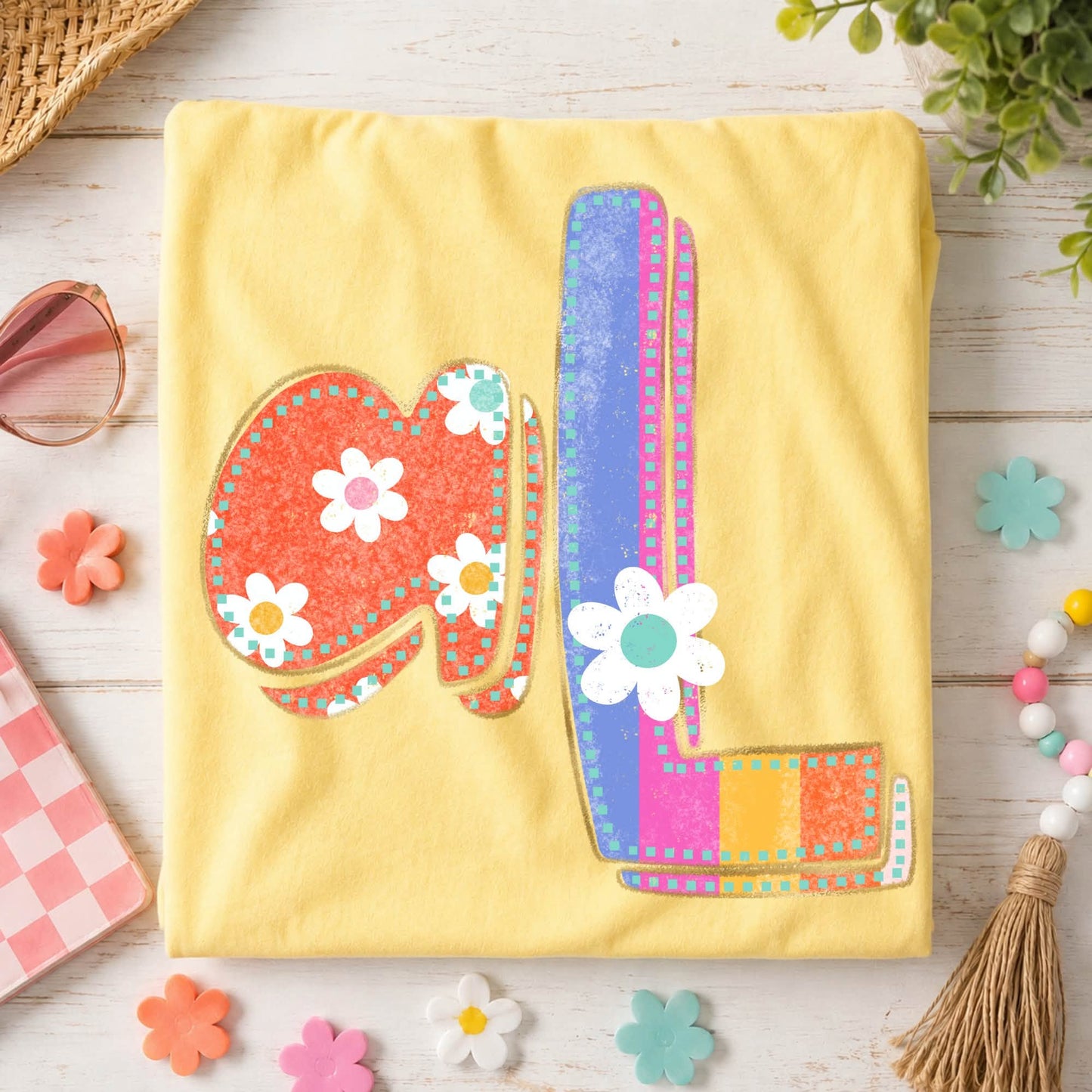 Alabama (Flower Power Distressed Doodle State) - DTF