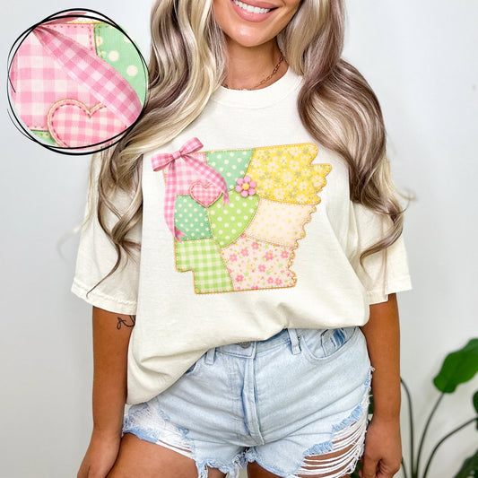 Arkansas (Spring Quilted Faux Patch State) - DTF