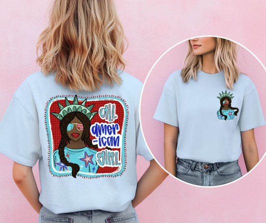All American Girl Brown (front/back 2-in-1 design) - DTF
