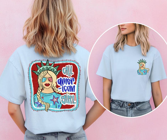 All American Girl Blonde (front/back 2-in-1 design) - DTF