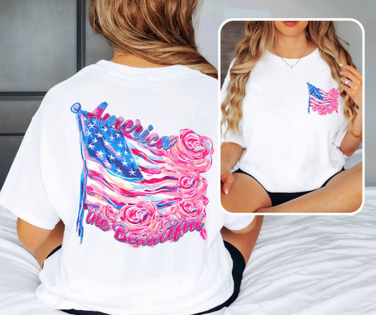 America the Beautiful (2-in-1 front pocket/back design) - DTF