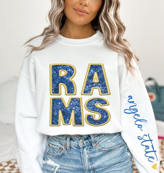 Angelo State Rams (Sequins/Embroidery look) - DTF
