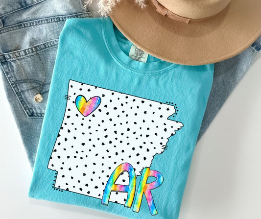 AR (Dotted Watercolor State Abbrev.)   - DTF