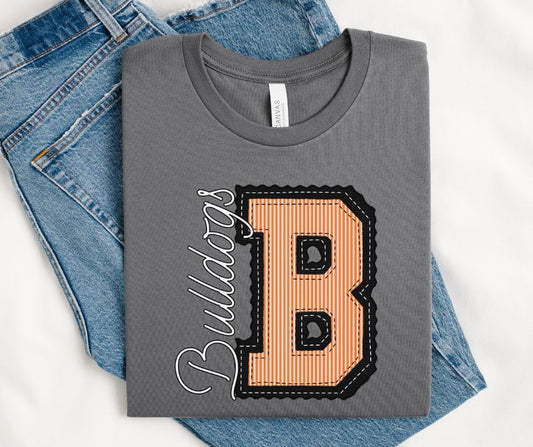 B - Bulldogs - Orange/Black (Prepster Mascot) - DTF