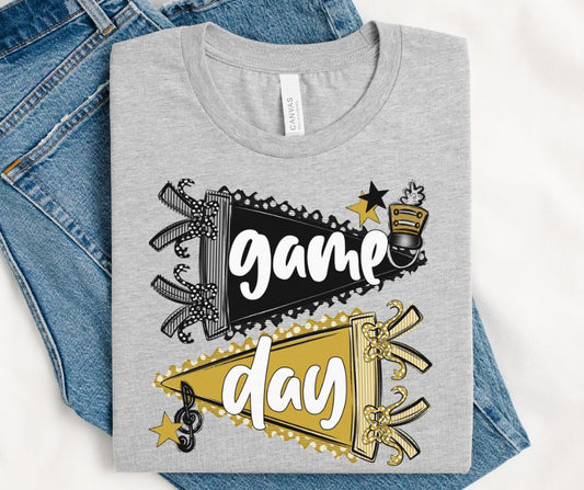 Game Day Sports Pennant  - Band (Prepster Black/Vegas Gold) - DTF