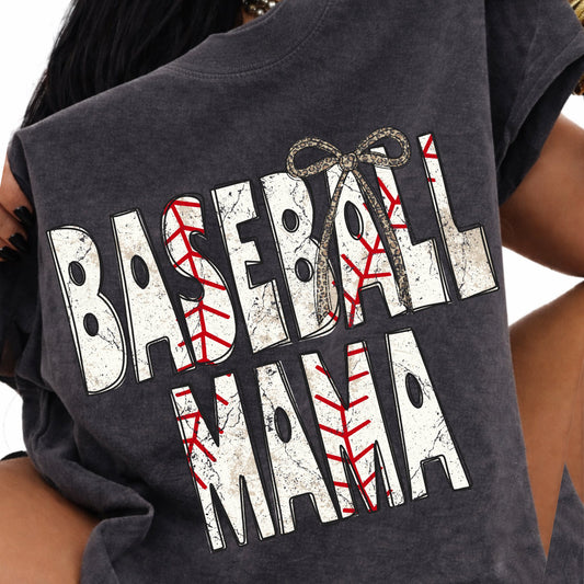 Baseball Mama Stitch Leopard Bow - DTF