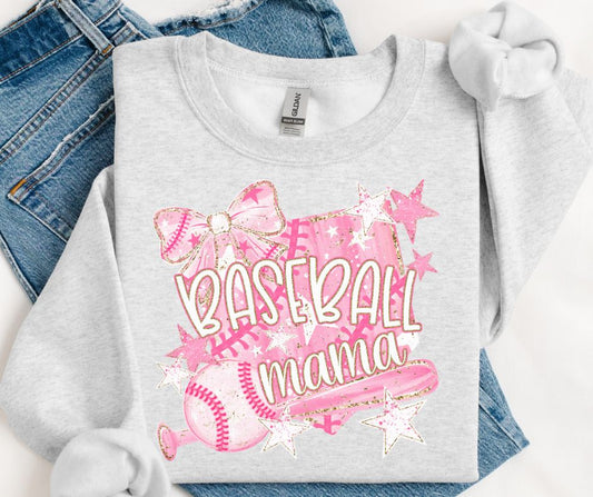 Baseball Mama (Glitter and Pink) - DTF