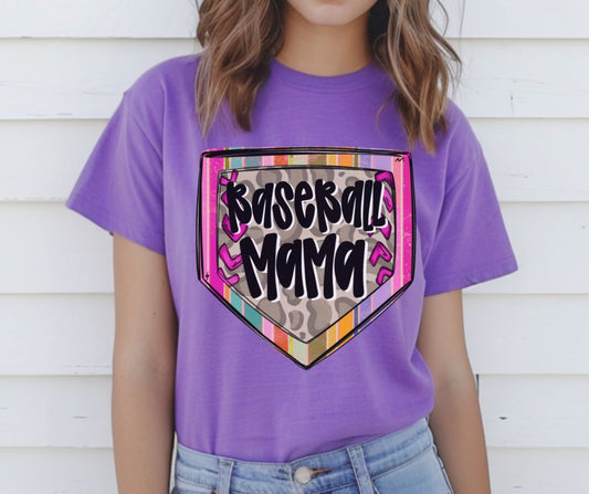 Baseball Mama Home Plate (Colorful and Leopard) - DTF