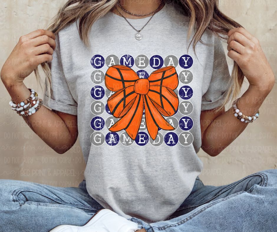 Game Day Typewriter (Basketball - Navy/Gray) - DTF