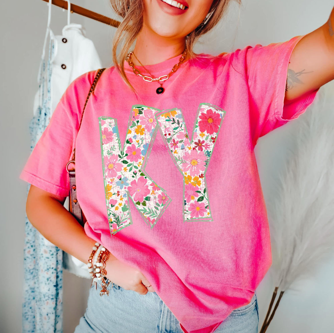 KY (Floral Doodle Distressed State) - DTF