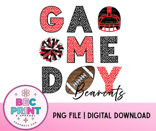 Bearcats - Red/Black (Game Day Football Collage) - Design PNG |  Digital Download | PNG file