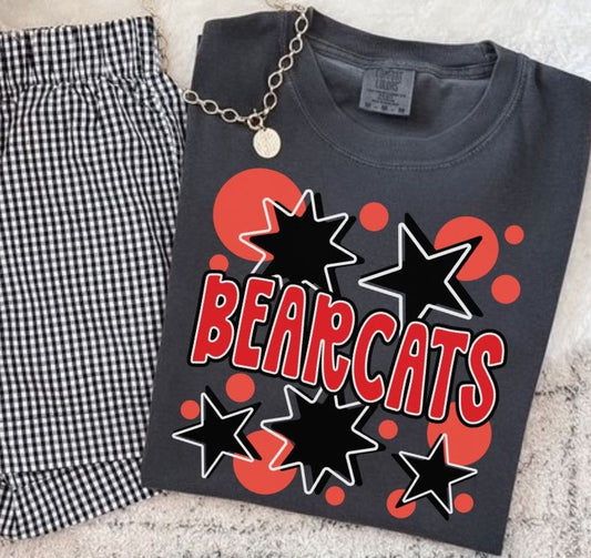 Bearcats - Red/Black (Bubbles & Stars Mascot) - DTF