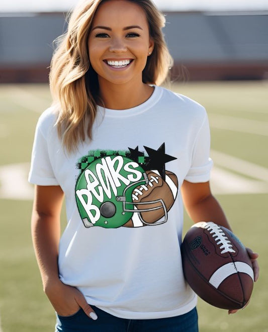 Bears - Kelly Green/White (Football Helmet Mascots) - DTF