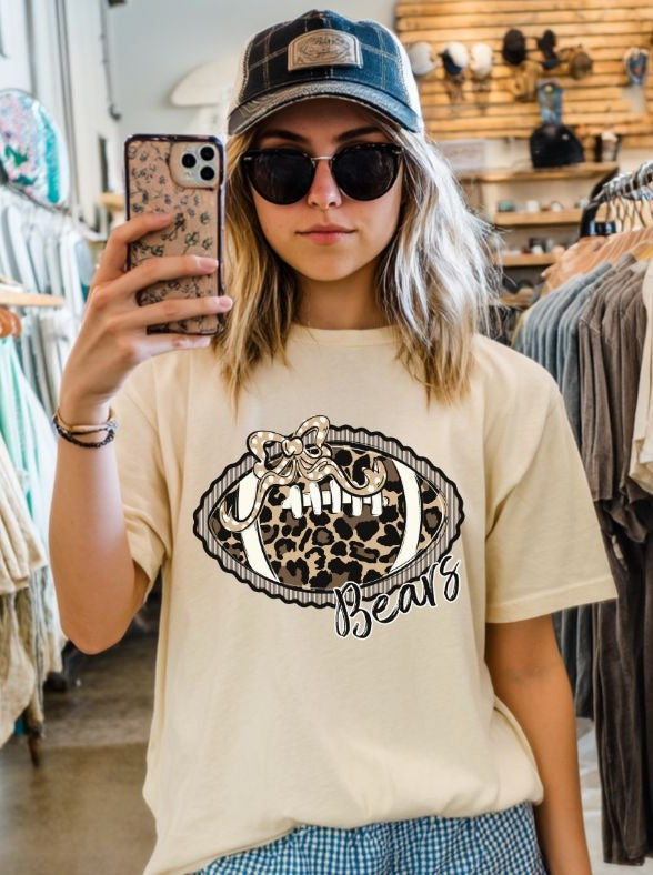 Bears - Leopard/Black (Prepster Football/Bow Mascot) - DTF