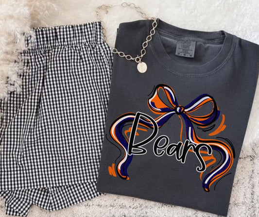 Bears - Navy/Orange (Ribbon Sports Bow School Spirit) - DTF