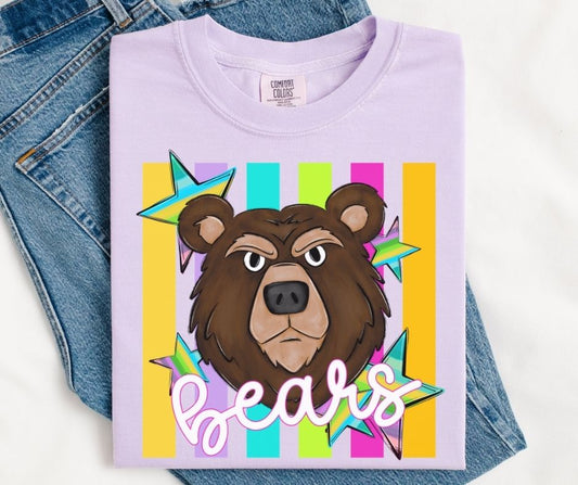 Bears - Dark Brown (Colorful Stripes Mascot) - DTF