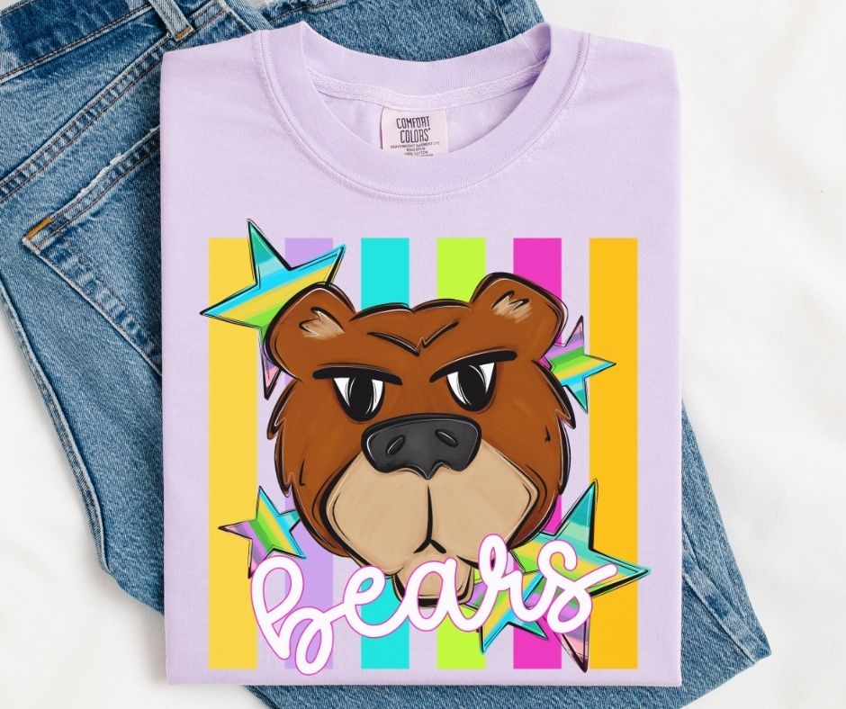 Bears - Brown (Colorful Stripes Mascot) - DTF
