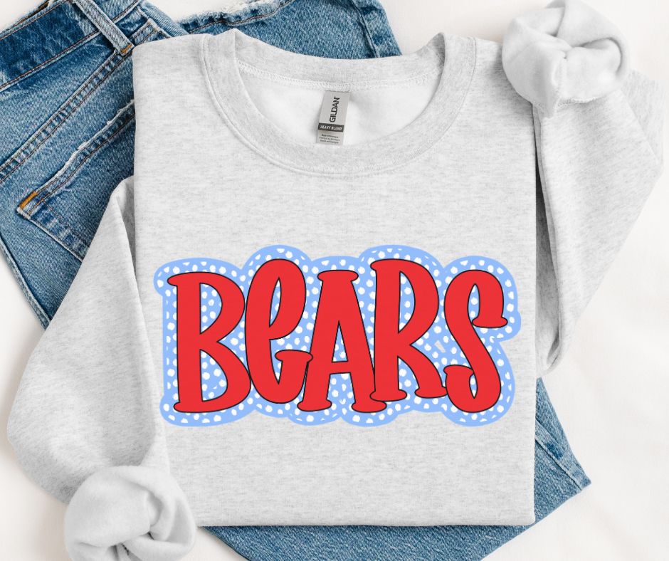 Bears - Columbia Blue/Red (Polka Dot Stack Mascots) - DTF