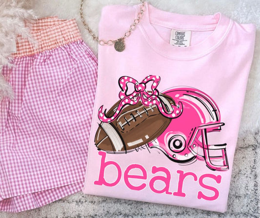 Bears - Pink (Football Bow Mascot) - DTF