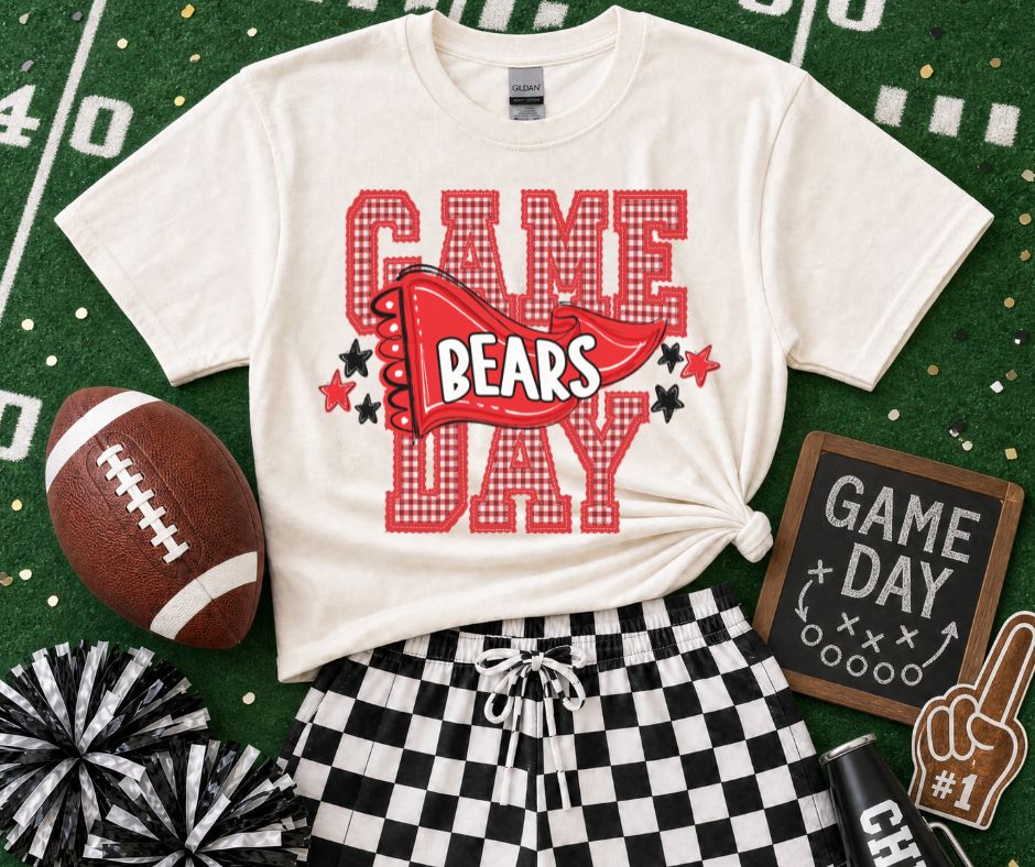 Bears - Red/White (Preppy Game Day Pennant Mascot) - DTF