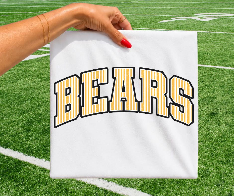 Bears - Yellow Gold/Black (Varsity Stripes Mascot) - DTF
