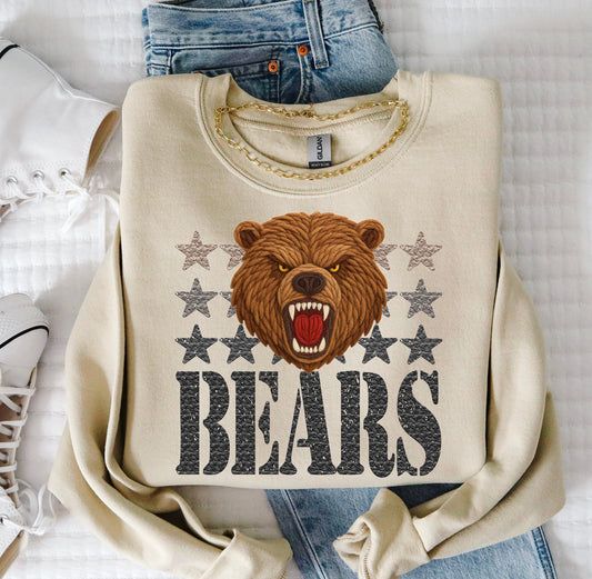 Bears (Faux Yarn and Stars Mascot) - DTF