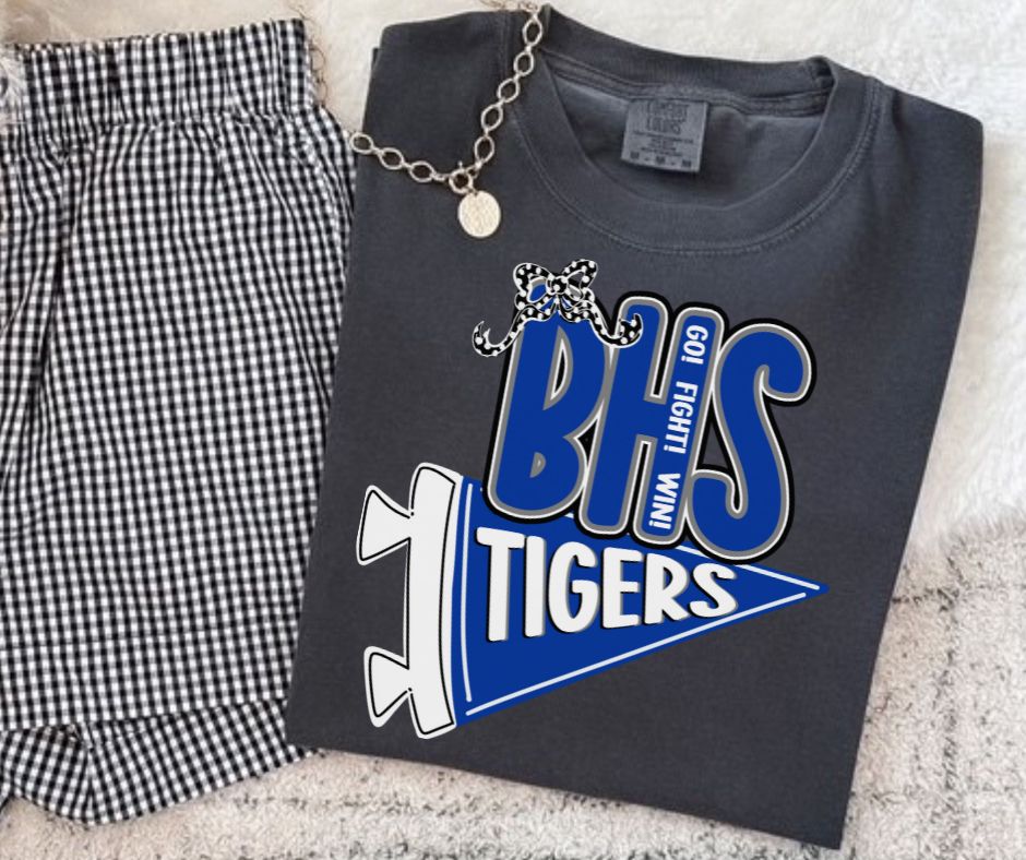 Tigers - BHS/Royal Blue/White (Spirit Pennant Mascots) - DTF