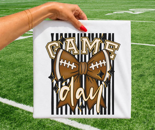 Game Day Football Stripes - Black/Yellow Gold - DTF