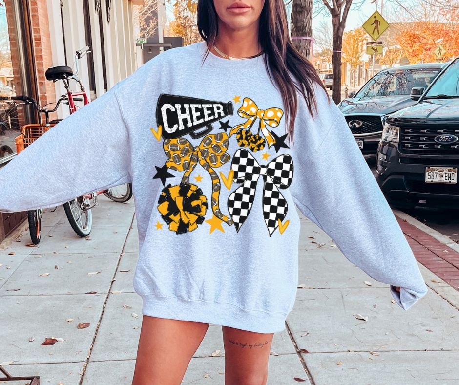 Cheer Bow Collection (black/yellow gold) - DTF