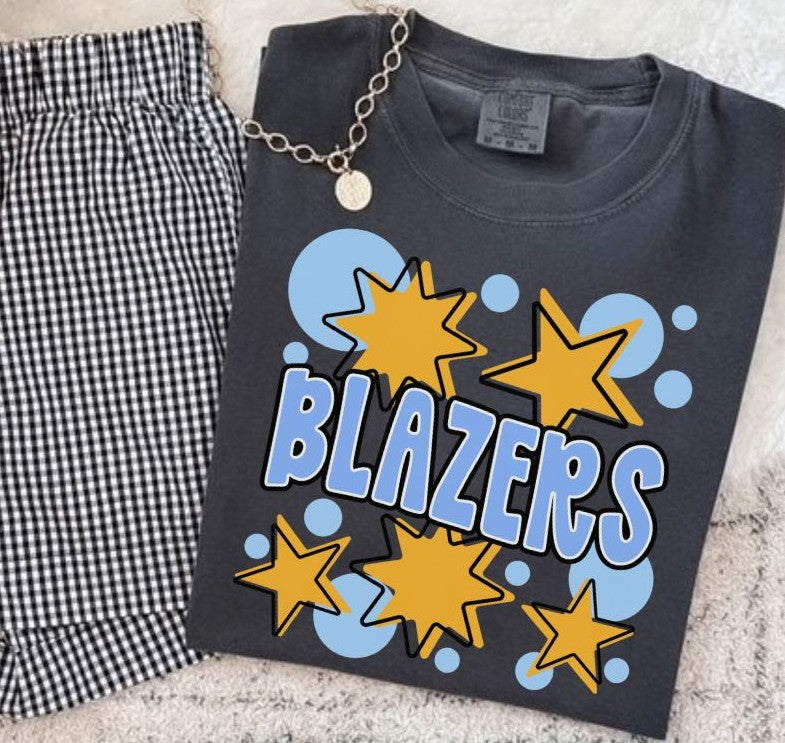 Blazers - Columbia Blue/Yellow Gold (Bubbles & Stars Mascot) - DTF