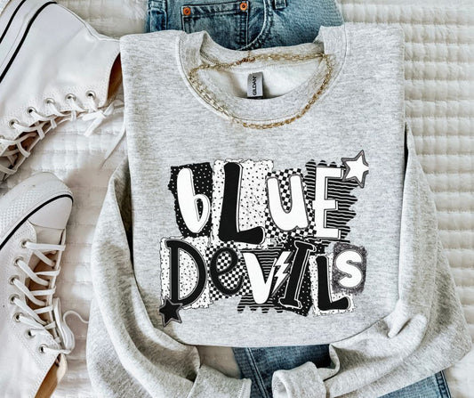 Blue Devils (BW Collage Mascot) - DTF