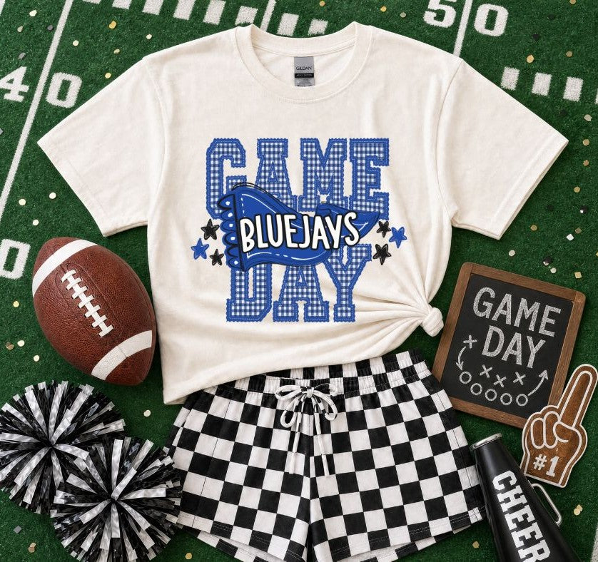 BlueJays - Royal Blue/Black (Preppy Game Day Pennant Mascot) - DTF