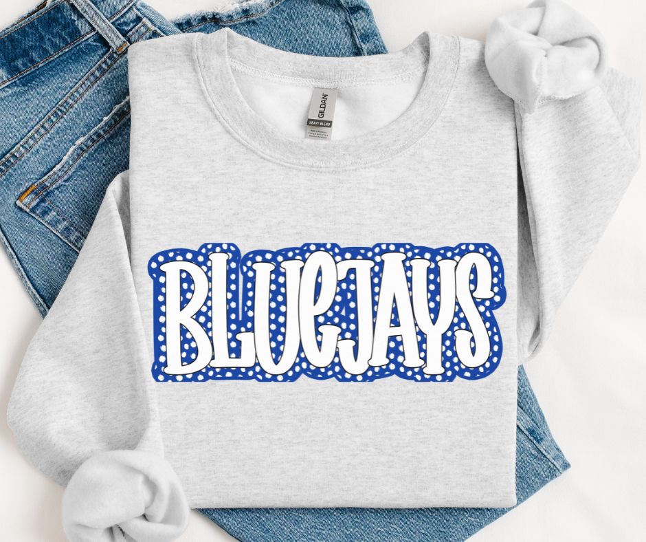 BlueJays - White/Royal Blue (Polka Dot Stack Mascots) - DTF