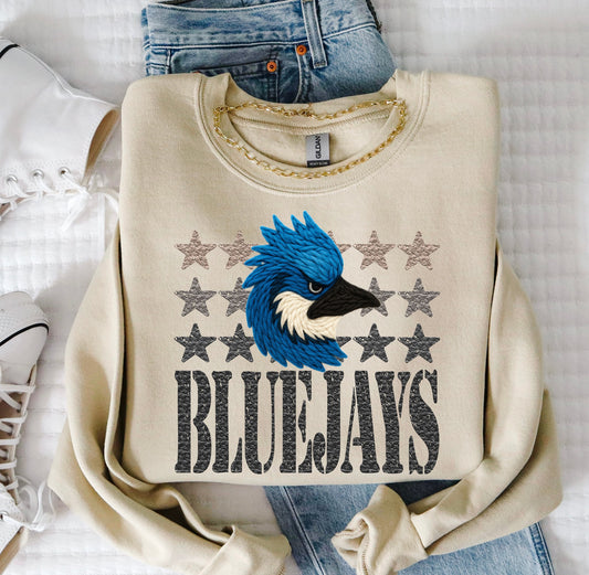 BlueJays (Faux Yarn and Stars Mascot) - DTF