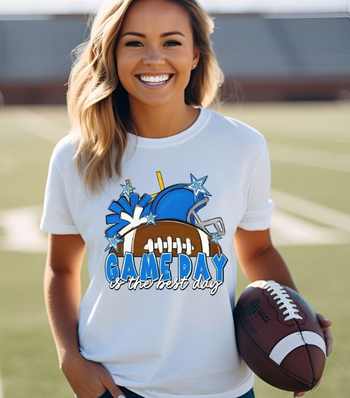 Game Day Best Day Football (Blue) - DTF