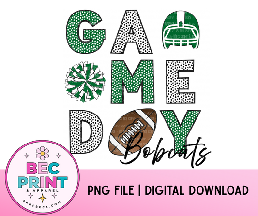 Bobcats - Kelly Green/White (Game Day Football Collage) - Design PNG |  Digital Download | PNG file