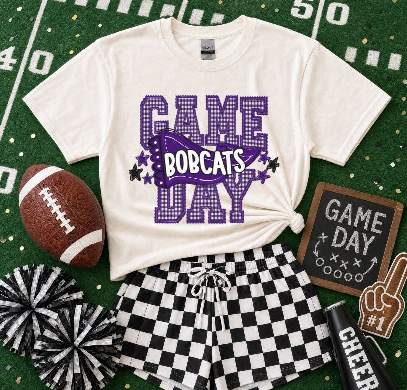 Bobcats - Purple/White (Preppy Game Day Pennant Mascot) - DTF