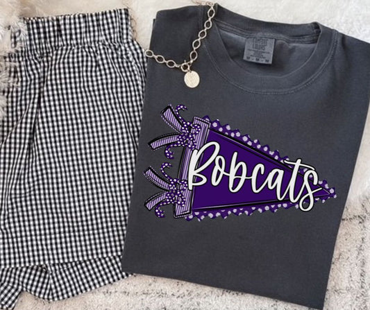 Bobcats - Purple/White (Prepster Pennant Mascot) - DTF