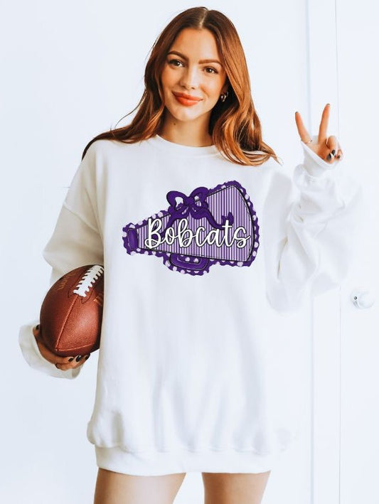 Bobcats - Purple (Prepster Megaphone Bow Mascot) - DTF