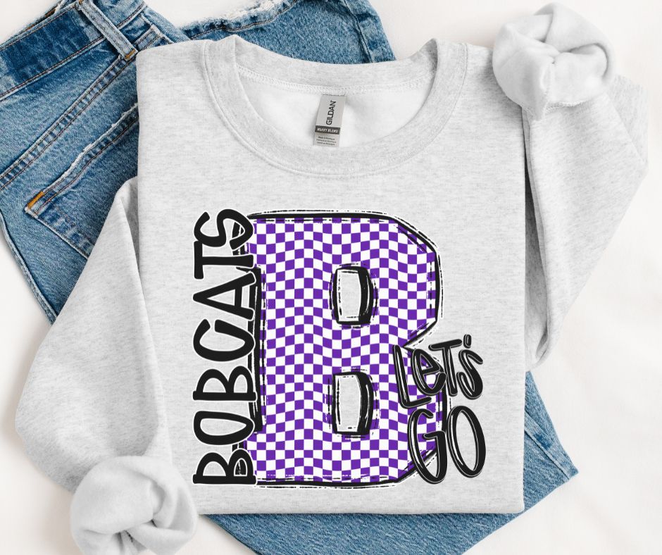 Bobcats - Purple (Let's Go Checkers Mascot) - DTF
