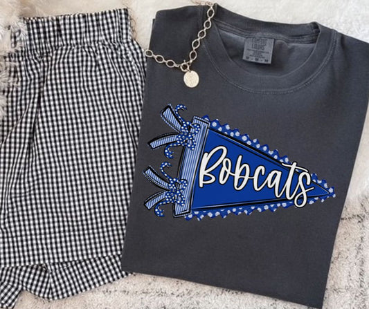 Bobcats - Royal Blue/White (Prepster Pennant Mascot) - DTF