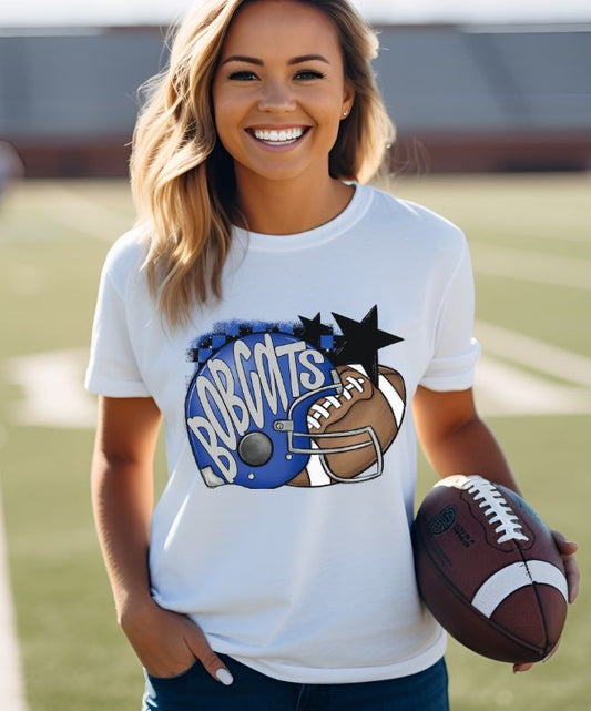 Bobcats - Royal Blue/Gray (Football Helmet Mascots) - DTF
