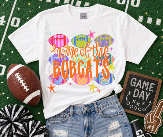 Bobcats - Orange/White (Football Whimsy Mascot) - DTF