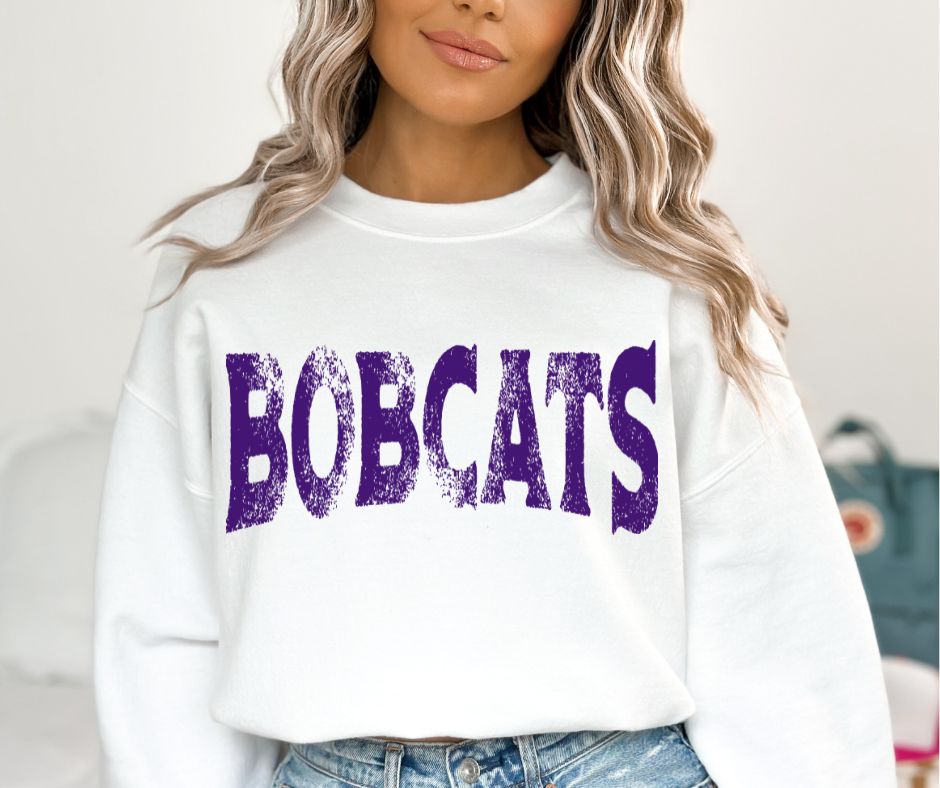 Bobcats - Purple (single color grunge) - DTF