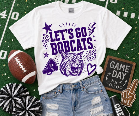 Bobcats Purple (Lets Go Doodle Leopard Mascot) - DTF