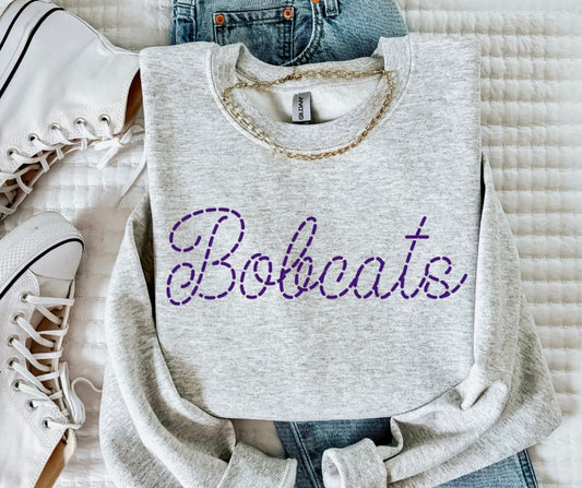 Bobcats - Purple (Stitched Mascot) - DTF